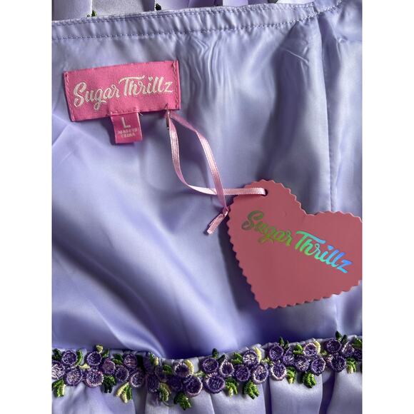 NWT Dolls Kill Lavender Thrillz Mayfair Residence Mini Dress Size L - Picture 3 of 3